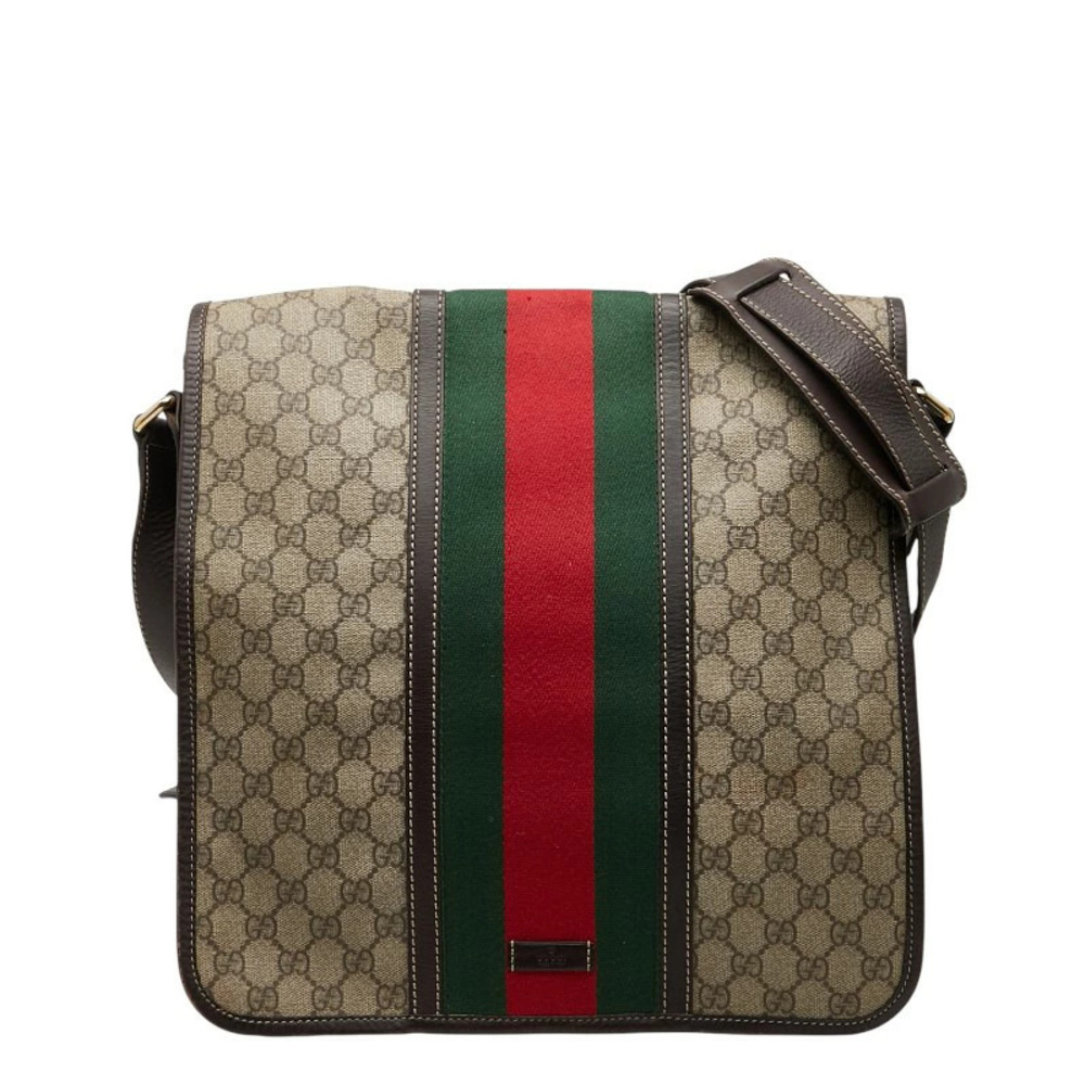 Gucci GG Supreme Sherry Crossbody Shoulder Bag Beige Multicolor Leather